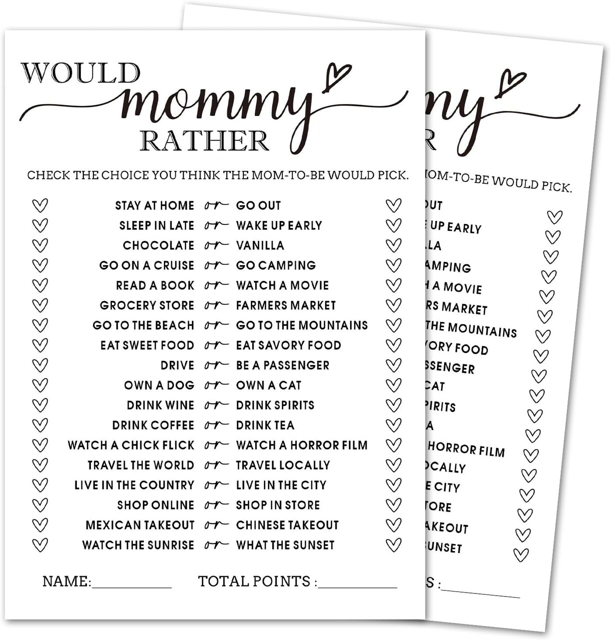 Baby Shower Games, Would Mommy Rather - Gender Reveal Ideas Baby Announcement Party Games Activity
